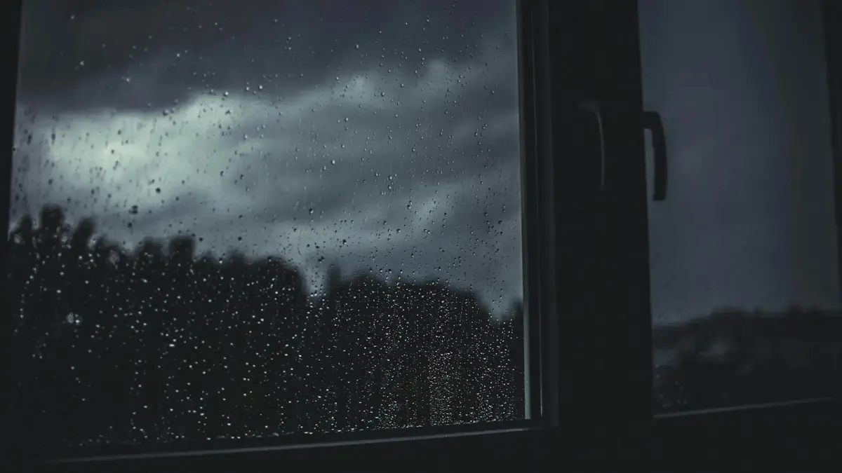 a window that has rain drops on it