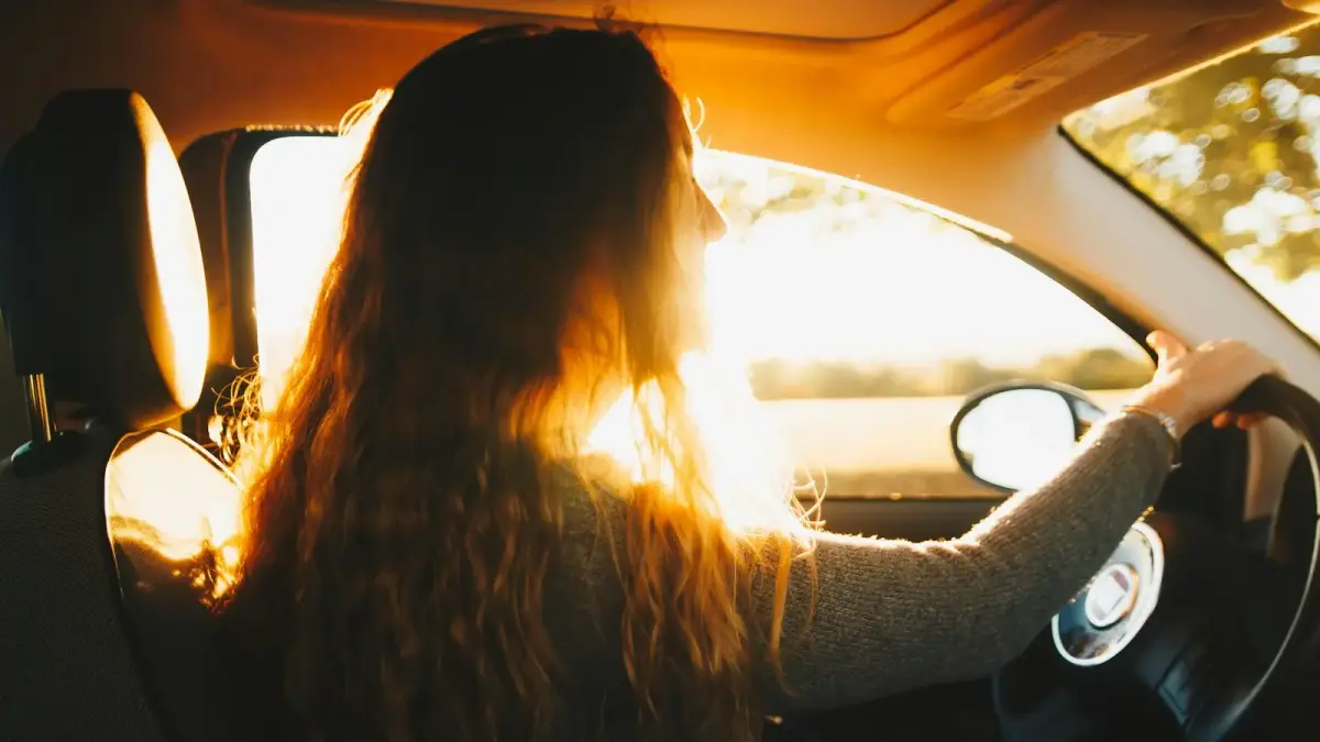 woman driving car