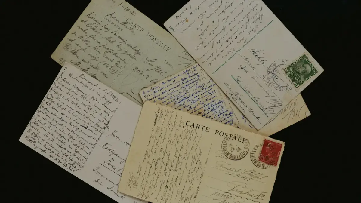 a pile of old envelopes sitting on top of each other